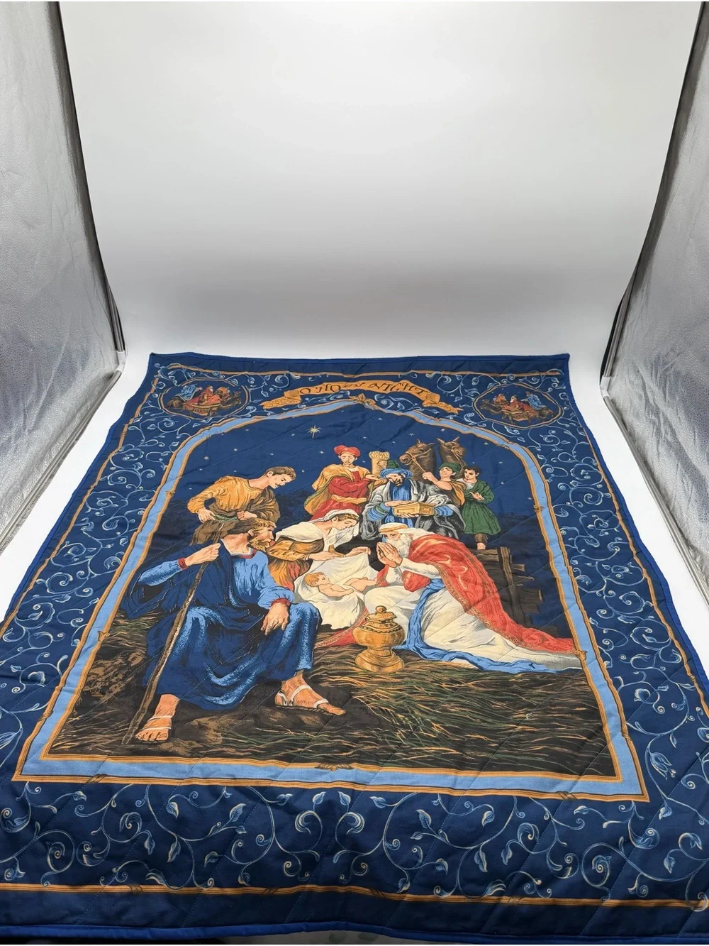 O Holy Night Nativity Quilted Blanket Christmas Throw Quilt 32x42 Wise Men